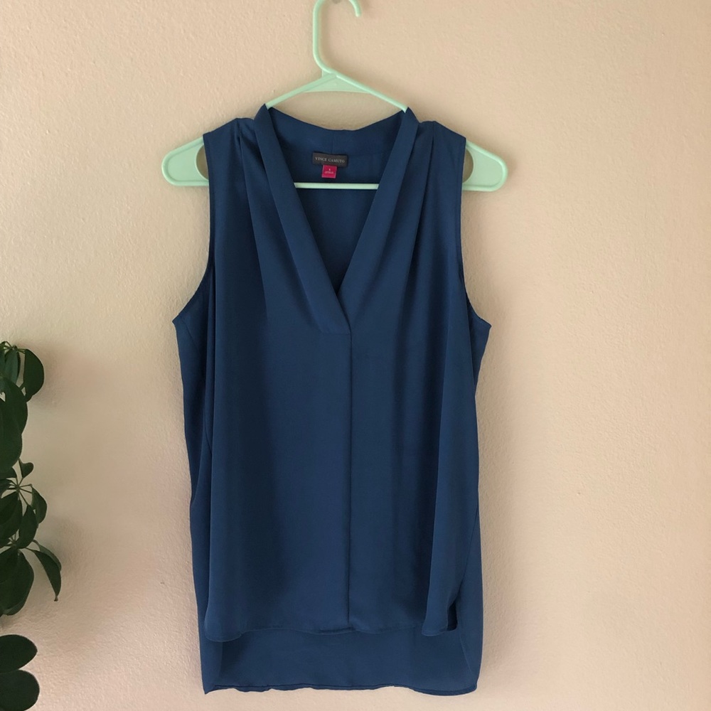 Blue Vince camuto drape front tank